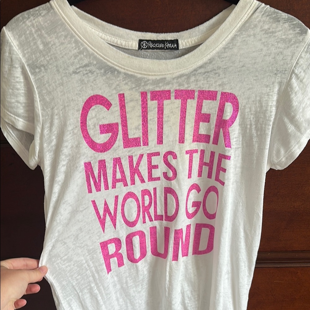 Recycled Karma Cream and Pink Short Sleeve Tee